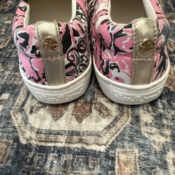Lilly Pulitzer Womens Julie Sneakers Hibiscus Pink Hangin With My Boo Panda Sz 7 - Picture 4 of 6